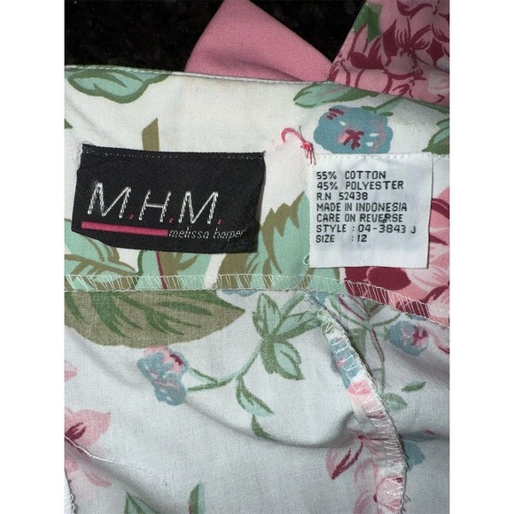 Melissa Harper Floral Midi Dress 12 Vtg grandma bows 1980's Cottagecore Ringwald - Picture 5 of 10